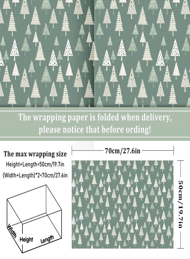 وولاين ورق تغليف هدايا عيد الميلاد من والين، 8 أوراق - ليس لفة - أخضر فاتح، مزين برسومات شجرة عيد الميلاد، كرة، ندفة ثلج، غزال، مطوي بشكل مسطح، مثالي للأعمال اليدوية، مناسب لأعياد الميلاد الشتوية، مقاس 19.7 × 27.6 بوصة - Image 2